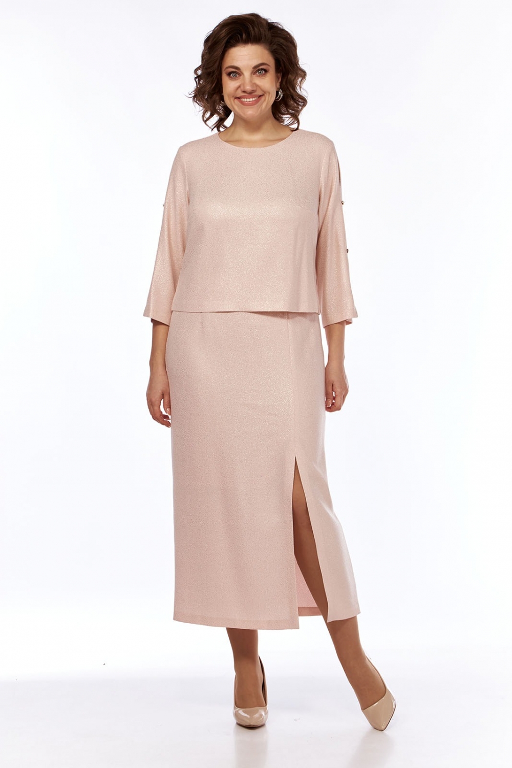 Платье 2956/пудра Леди стиль классик